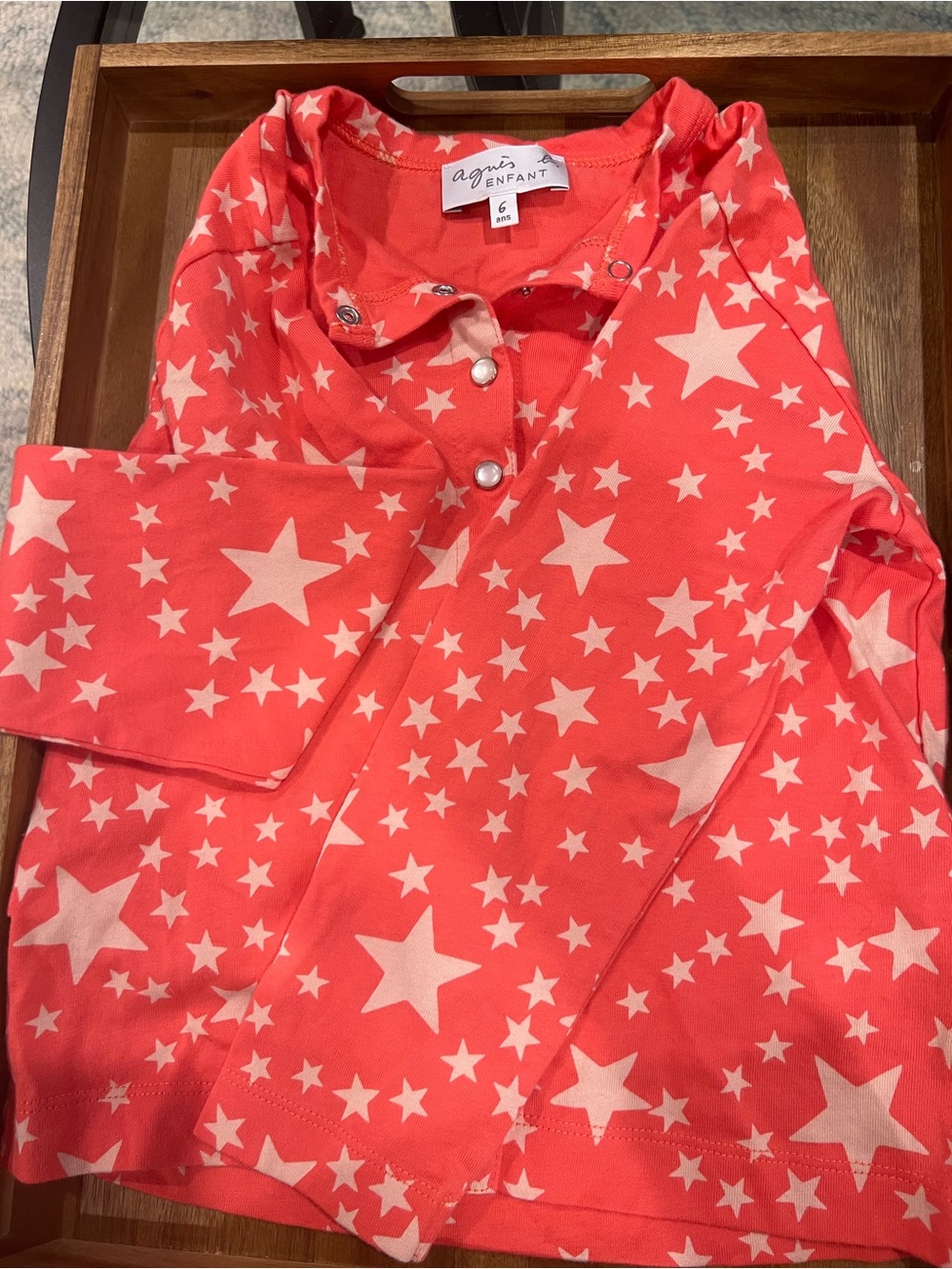 Kids agnès b. ENFANT Coral Star Print Button-Up Top Kids size 6